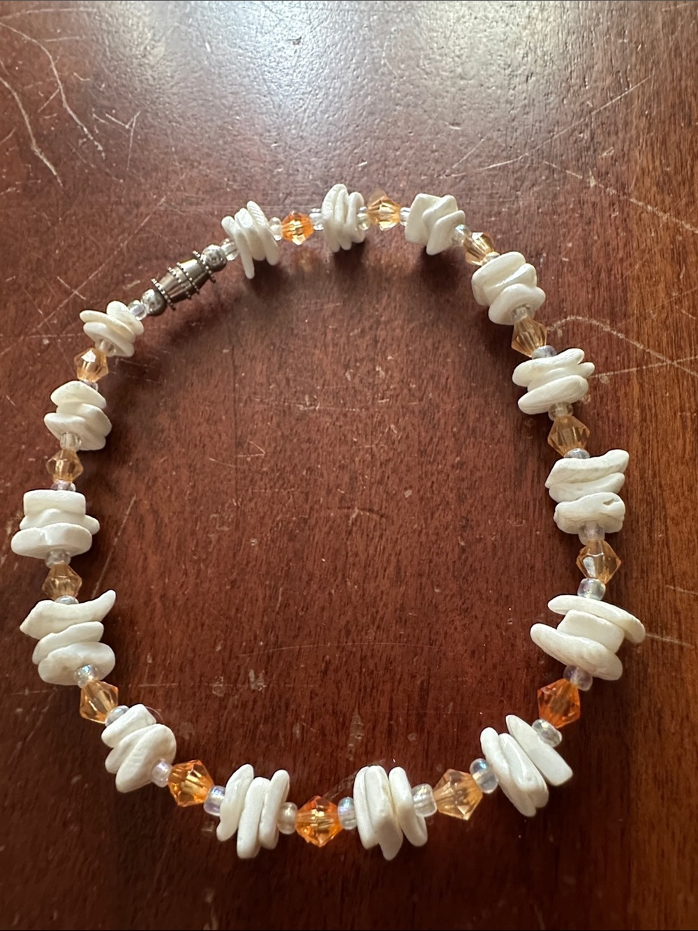 White Shell and Amber Crystal Women's Necklace